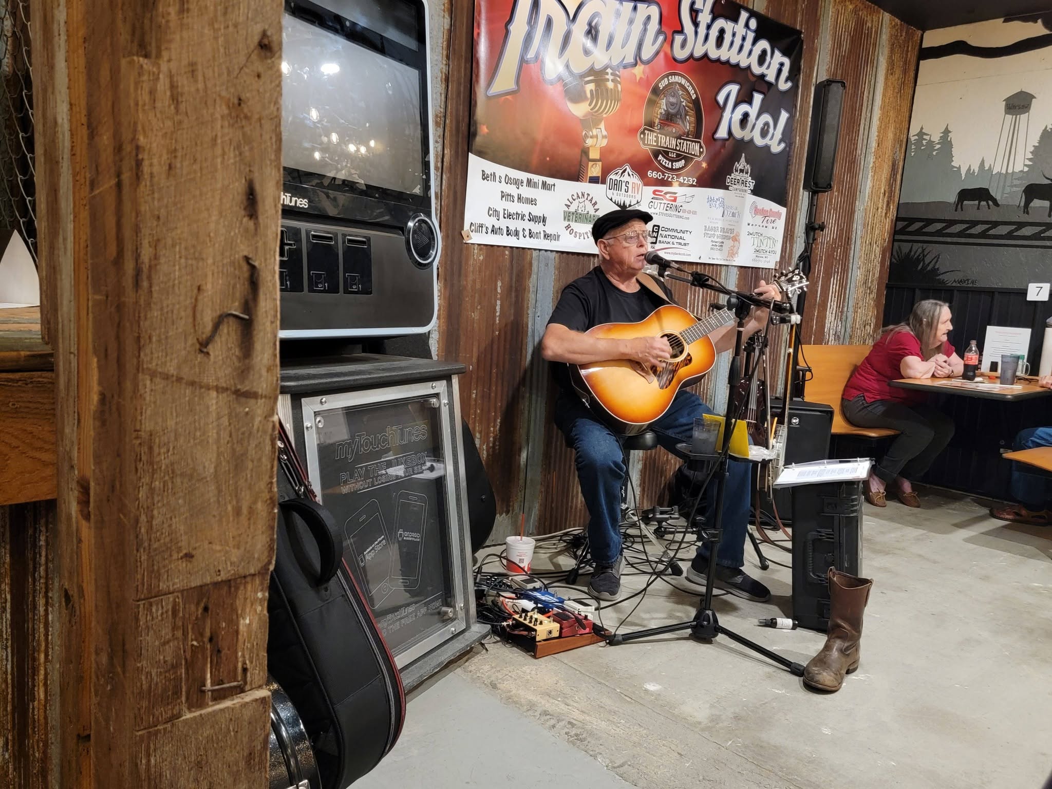 Jim Hayes performing at the train station